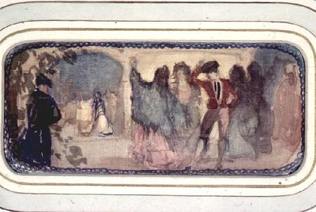 A Spanish Scene:Figures and Buildings von Charles Edward Conder