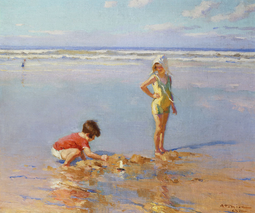 Kinder spielen am Strand von Charles Garabed Atamian