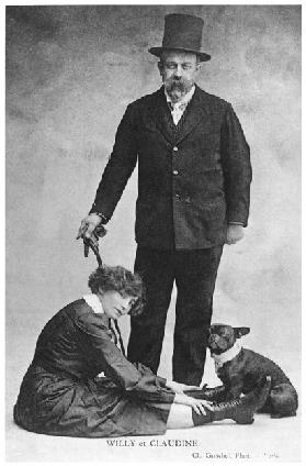 Postkarte mit Colette (1873-1954) und Willy (1859-1931)