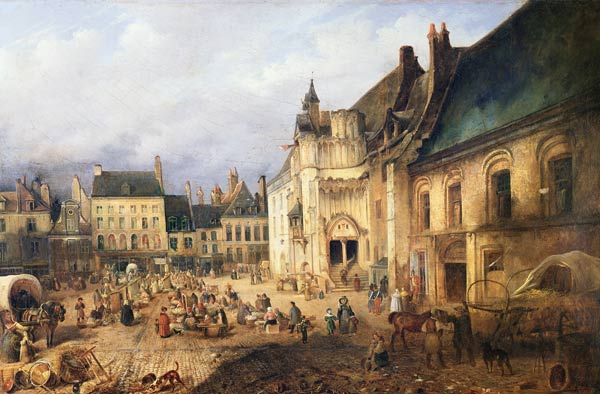 View of the Place de l'Hotel de Ville, Saint-Omer von Charles Goureau