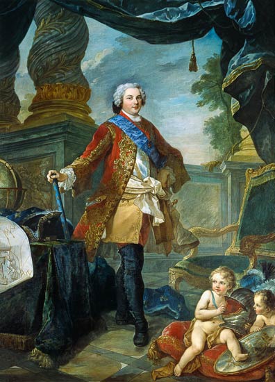 Louis (1729-65) Dauphin of France with a Plan of the Siege of Tournai von Charles Joseph Natoire