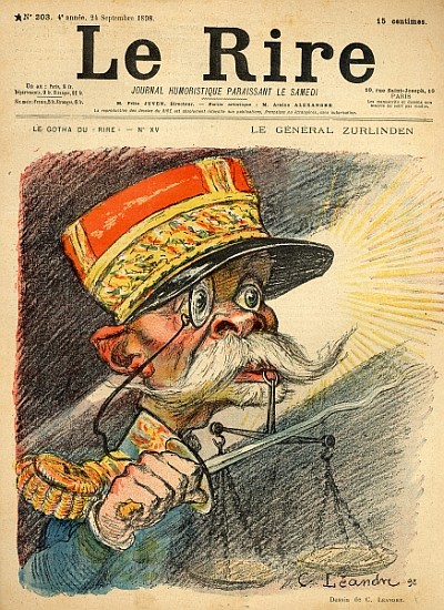 Caricature of General Zurlinden, from the front cover of ''Le Rire'', 24th September 1898 von Charles Leandre