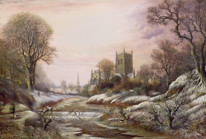 Worcester from the South West in the Snow von Charles Leaver