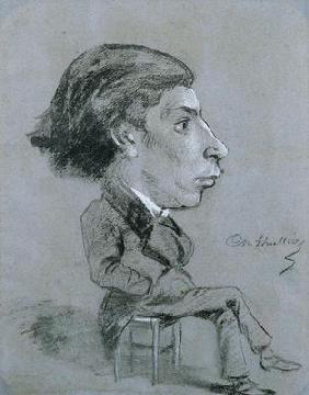 Portrait-charge, c. 1858 (black and white chalk) 14th