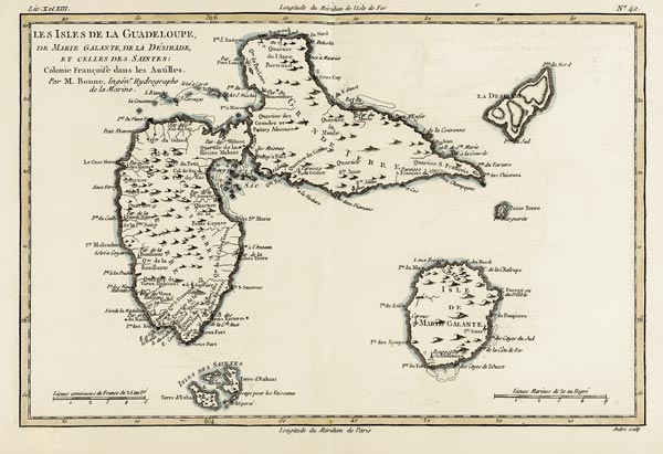 The Islands of Guadeloupe, Marie-Galante, La Desirade, and the Isles des Saintes, French colonies in von Charles Marie Rigobert Bonne