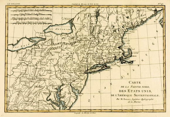 North-East Coast of America, from 'Atlas de Toutes les Parties Connues du Globe Terrestre' by Guilla von Charles Marie Rigobert Bonne