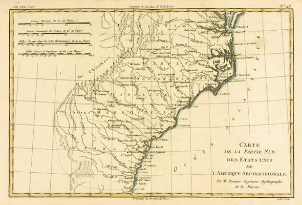 South-east Coast of America, from 'Atlas de Toutes les Parties Connues du Globe Terrestre' by Guilla von Charles Marie Rigobert Bonne