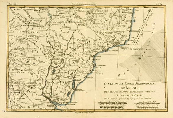 Southern Brazil, from 'Atlas de Toutes les Parties Connues du Globe Terrestre' by Guillaume Raynal ( von Charles Marie Rigobert Bonne