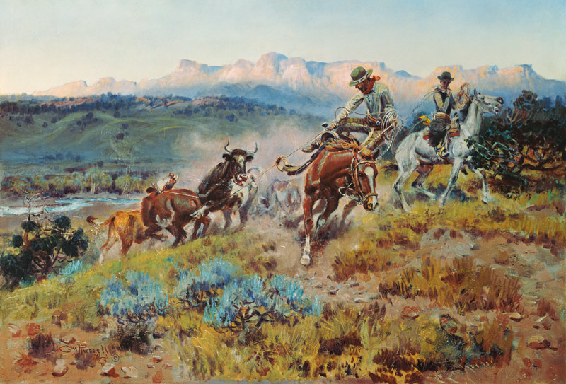 Cowboys beim Einfangen einer Herde von Charles Marion Russell