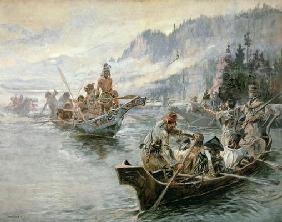 Lewis & Clark on the Lower Columbia River, 1905 (oil on canvas)