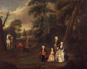 Thomas Hill of Tern, and his family in a landscape 1730