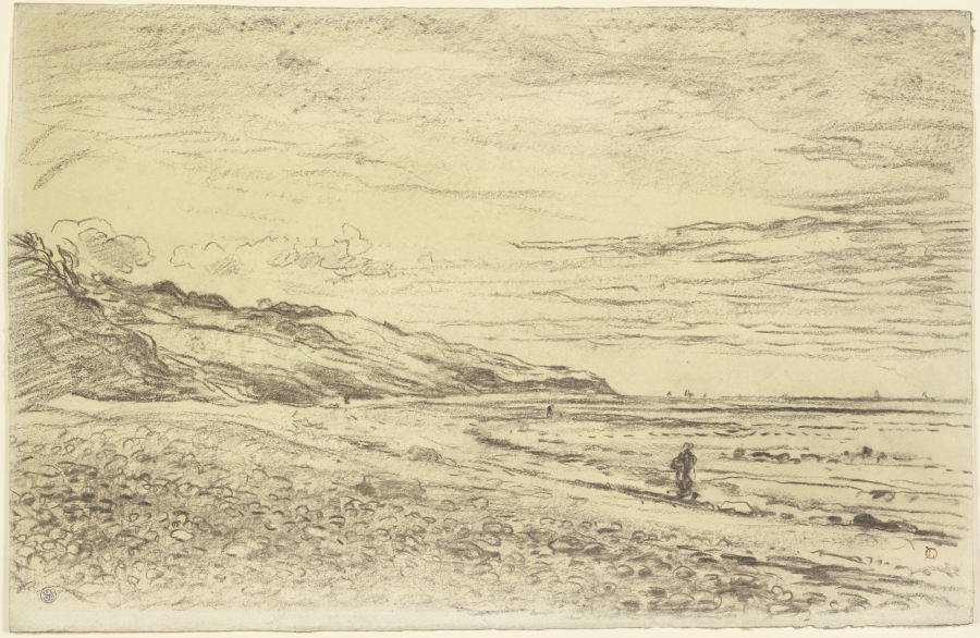 Steinige Meeresküste, vorne links Hügel von Charles Francois Daubigny