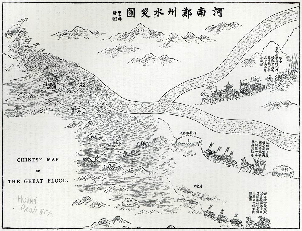 Chinese map of the Great Flood, from ''Leisure Hour'' von Chinese School