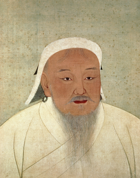 Portrait of Genghis Khan (c.1162-1227), Mongol Khan, founder of the Imperial Dynasty, the Yuan, maki von Chinese School