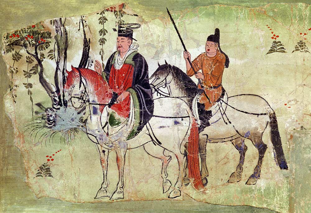 Two Horsemen in a Landscape or, The Boddhisatva and his Equerry, Tang Period von Chinese School