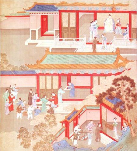 Emperor Hsuan Tsung (712-756 AD) at home, from a history of Chinese emperors von Chinese School