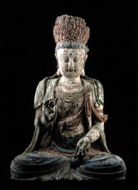 Large seated bodhisattva with hands raised von Chinese School