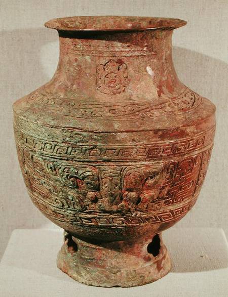 'Lei' wine vase decorated with a taotie design, from Pao-Chia-Chuang, Zhengzhou, Henan, Shang Dynast von Chinese School