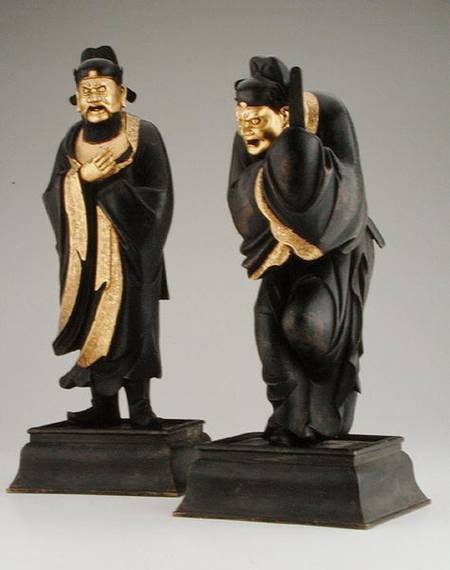 Pair of Taoist officials, Yuan or early Ming dynasty rcel von Chinese School