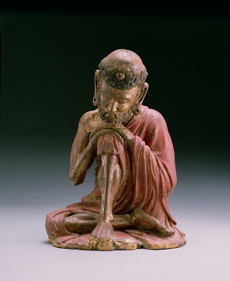 Red lacquer figure of Sakyamuni, the founder of the Buddhist faith, emerging from the mountains, Yan von Chinese School