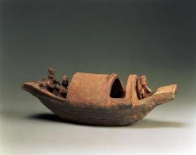 Boat and crew, tomb artefact, Eastern Han Dynasty, 25-220 AD (earthenware)