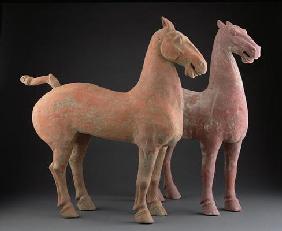 Pair of horses, Han Dynasty (206 BC-220 AD) (earthenware) 16th