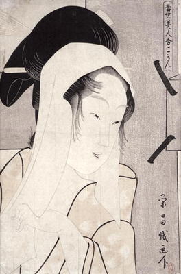 A bust portrait of Kokin, from the series 'Tosei bijin awase' (Gallery of Contemporary Beauties) 179 von Chokosai Eisho