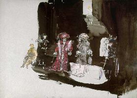 Bühnenbildentwurf mit Figurinen für die Uraufführung 1945