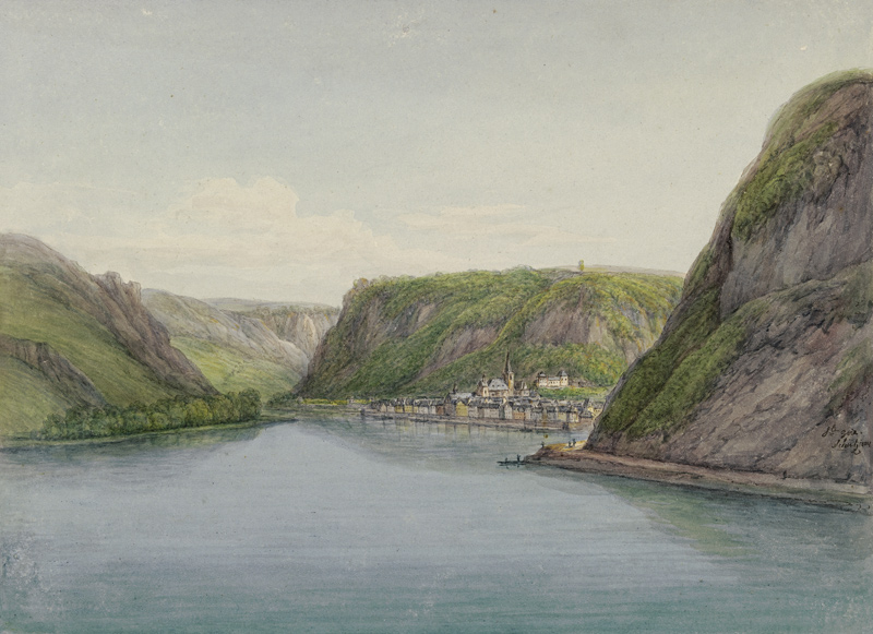 Blick in das Rheintal, rechts Sankt Goar von Christian Georg Schutz