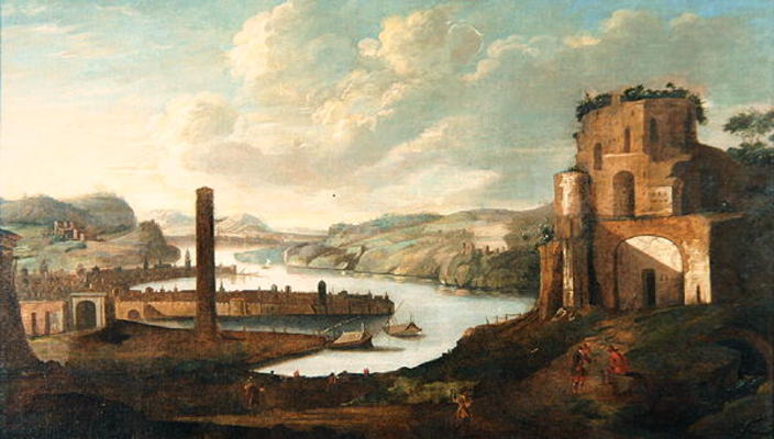 Port Scene (oil on canvas) von Christian Georg Schutz