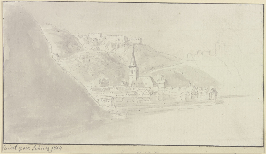 Städtchen am Rhein mit Burgen (St. Goar) von Christian Georg Schutz