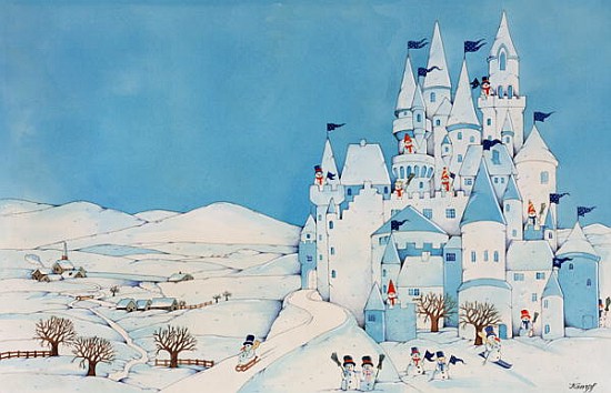 Snowman Castle, 1997 (w/c on paper)  von Christian  Kaempf