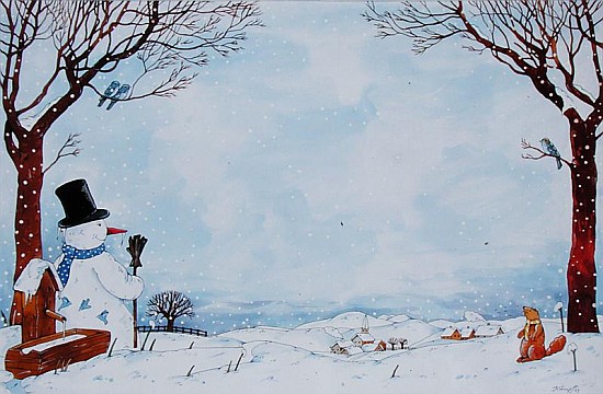 Snowman Under the Tree, 1993 (w/c on paper)  von Christian  Kaempf