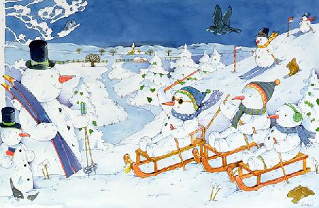 Snowmen Tobogganing 1997