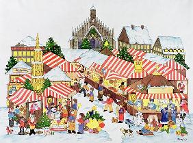 Christkindlmarket, Nuernberg, 1987 (w/c on paper) 