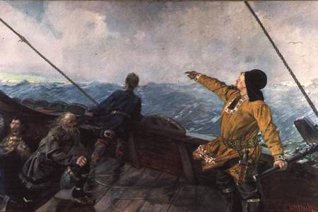 Leif Eriksson (10th century) sights land in America von Christian Krohg