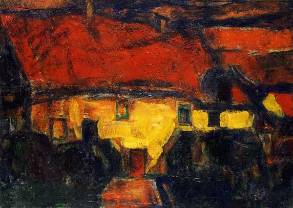 Das gelbe Haus mit rotem Dach Um 1913