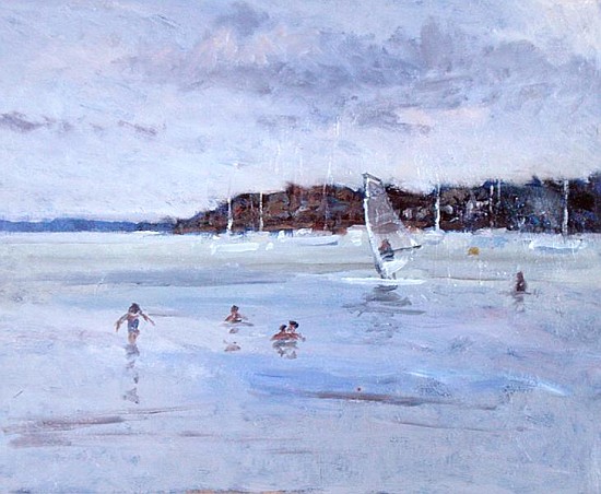 Windsurfer and Bathers (oil on panel)  von Christopher  Glanville