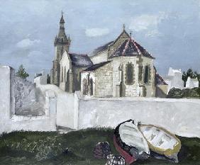 Treboul Church, Brittany, 1930 (oil on board) 17th