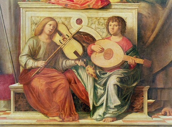 Detail of angel musicians from a painting of the Virgin and saints, 1496-99 von Giovanni Battista Cima da Conegliano