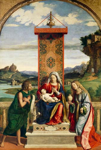 Die Madonna mit den hll. Johannes d. Täufer und Maria-Magdalena. von Giovanni Battista Cima da Conegliano