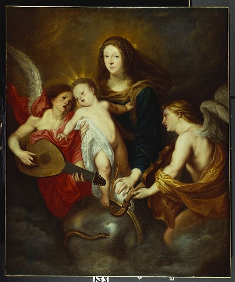 The Virgin and Child Triumphing over Sin with Two Musical Angels von (circle of) Sir Anthony van Dyck