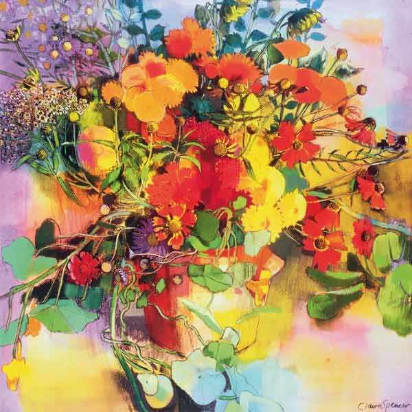 Autumn Flowers (pastel and and on paper) von Claire  Spencer