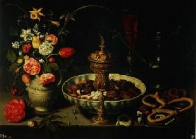 Still Life of Flowers and Dried Fruit 1611