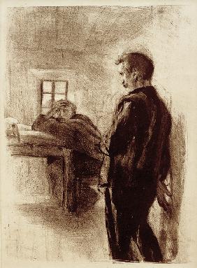 Mann und Mönch in einer Zelle 1890