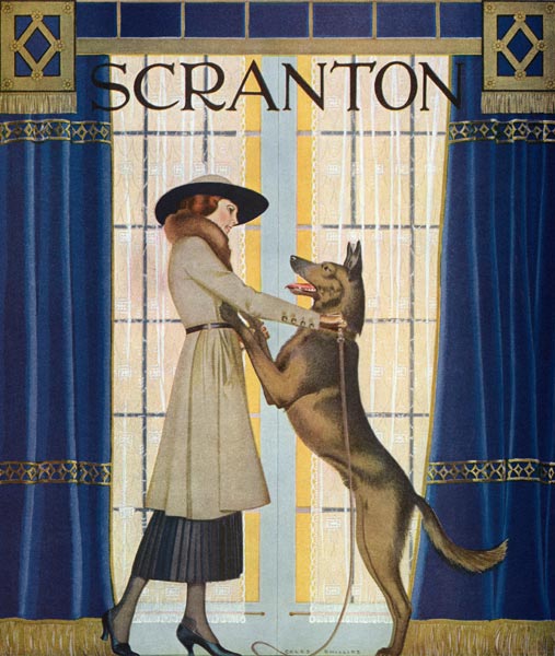 German Shepherd Jumping of Its Owner von Clarence Coles Phillips