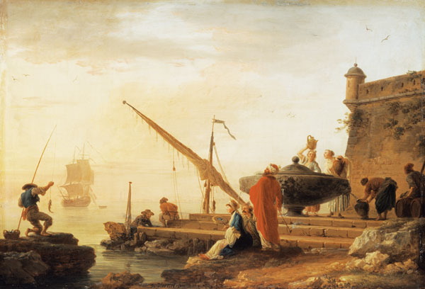 Orientalischer Seehafen bei Sonnenaufgang von Claude Joseph Vernet