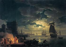 Hafen in Palermo bei Mondlicht 1769