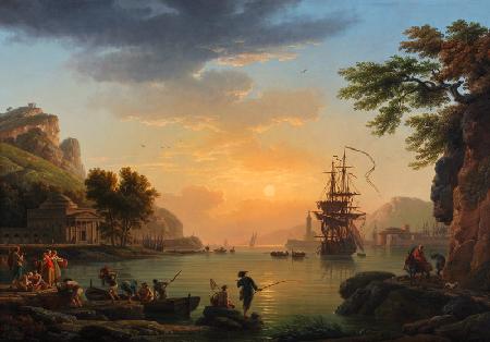 Landschaft mit Fischern bei Sonnenuntergang 1773