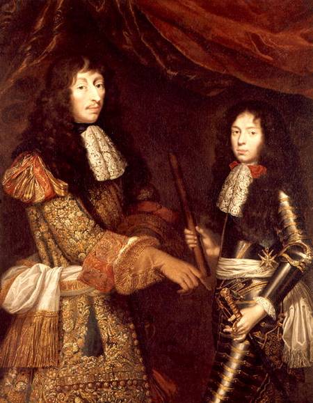 Louis II (1621-86) de Bourbon and his son Duke of Enghien von Claude Lefebvre